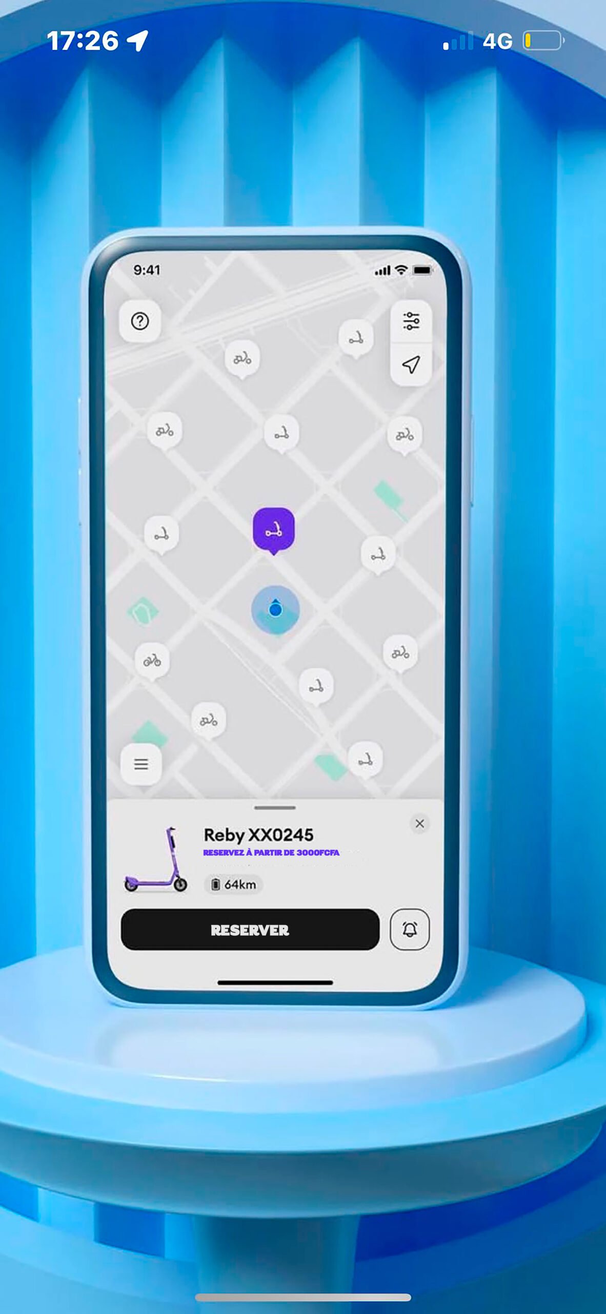 Interface de l’application Reby Mobility à Dakar